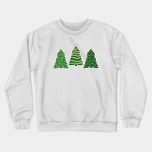 Festive Christmas Trees Trio (Red Background) Crewneck Sweatshirt